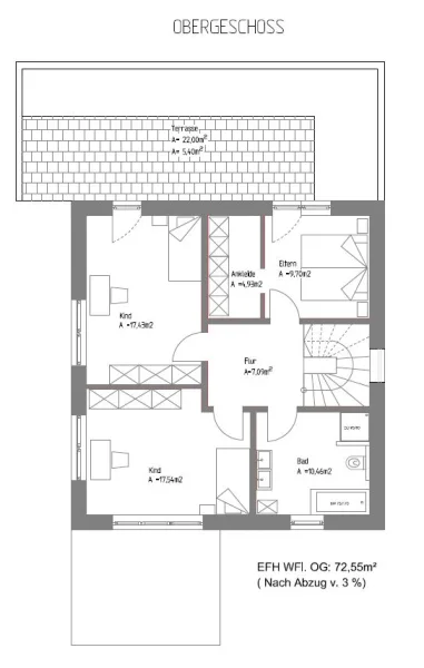 Grundriss Obergeschoss - Planungsoption Einfamilienhaus 