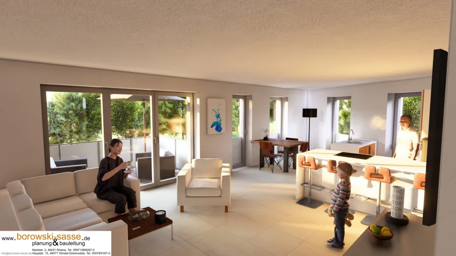 Visualisierung - Wohnung kaufen in Rheine - Einziehen und Wohlfühlen!moderne 3-Zimmer-Neubauwohnungin Rheine-Wietesch