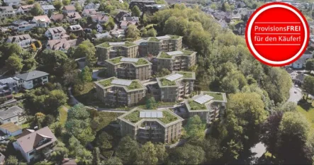 Visualisierung mit Haus A im Vordergrund - Wohnung kaufen in Waldkirch - Nachhaltig Wohnen an der Sonnhalde in Waldkirch