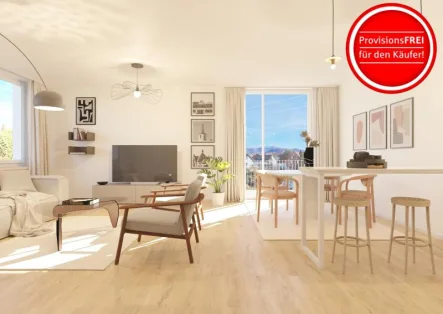 Visualisierung Wohnbereich - Wohnung kaufen in Denzlingen - Helle & moderne Neubauwohnung mit Balkon