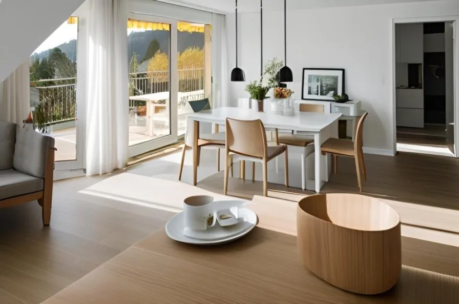 virtuelles homestaging Blick zum Balkon