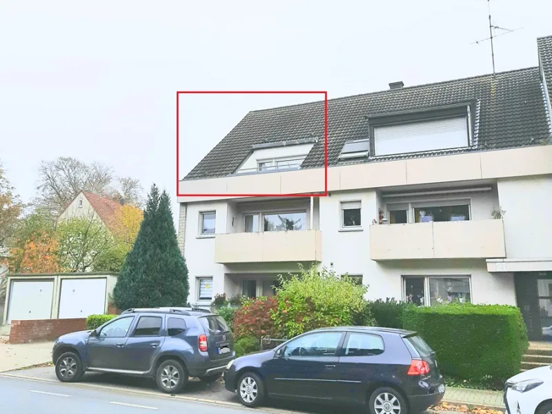 Hausansicht - Wohnung kaufen in Recklinghausen - Zur Selbstnutzung oder als Kapitalanlage. Dachgeschosswohnung mit Loggia u. Garage im Paulusviertel.