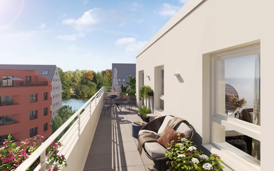 Staffelgeschoss 1 - Wohnung kaufen in Berlin - Hoch hinaus! Wunderschöne 3 Zimmer-Staffelgeschosswohnung mit tollem Ausblick, Terrasse und HWR