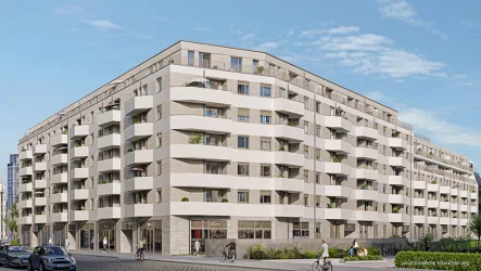 Außenvisualisierung 1 - Wohnung kaufen in Leipzig - Neustadt-Neuschönfeld: Moderne 2 Zimmer-Wohnung mit Loggia