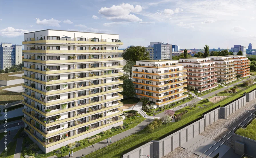 Außenvisualisierung Haus 1-5 - Wohnung kaufen in Leipzig - Schöne 2 Zimmer-Wohnung mit guter Infrastruktur in Leipzig