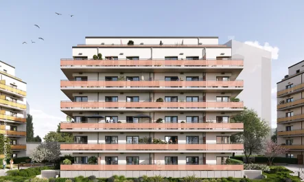 Außenvisualisierung Haus 3 - Wohnung kaufen in Leipzig - Barrierefreie 2-Zimmer Wohnung mit optimalem Grundriss und großzügigem Balkon