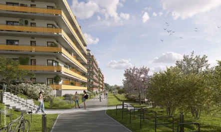 Außenvisualisierung Haus 4 - Wohnung kaufen in Leipzig - Familien aufgepasst! 4-Zimmer Wohnung mit großzügigem Balkon in zentraler Lage