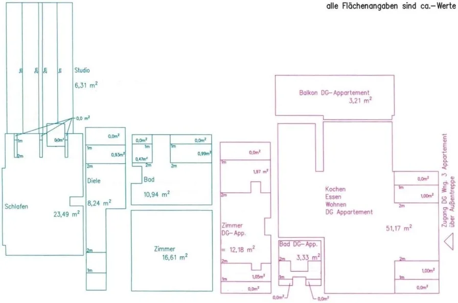 Grundriss-Skizze/Wohnfl. (DG)