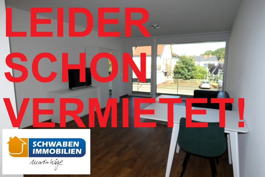  Wohn- und Essbereich - Wohnung mieten in Langenau - SCHICK & NEU: möbliertes, barrierearmes 1-Zi.-Apartment mit Balkon zentral in Langenau zu vermieten!