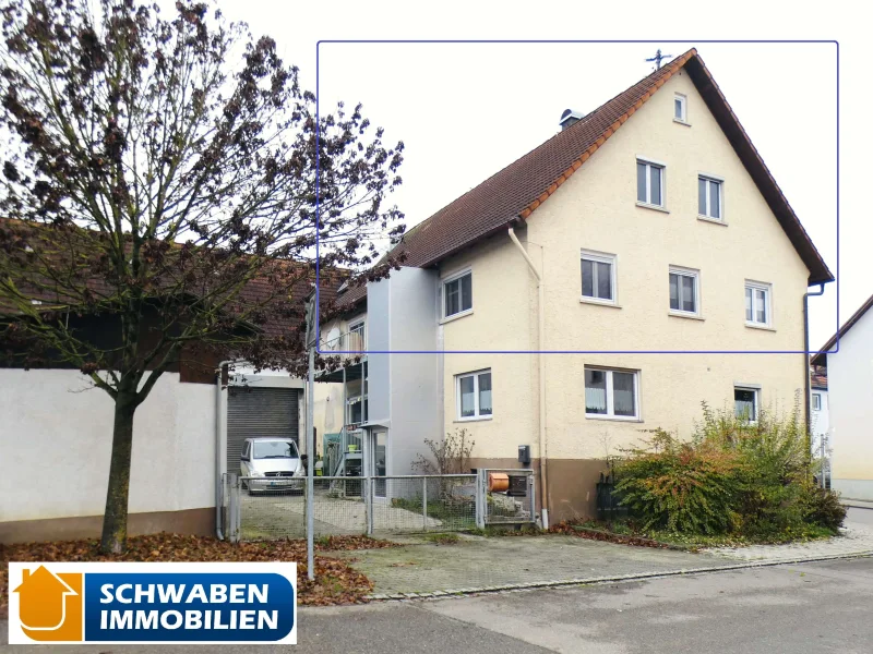 Ansicht von Südosten - Wohnung kaufen in Asselfingen - BARRIEREFREIE 4-ZIMMER-WOHNUNG mit Balkon, Doppelgarage und Nebengebäude in Asselfingen zu verkaufen!