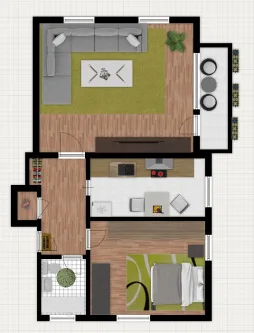 Grundriss - Wohnung mieten in Essen - Wohnung mit Balkon im urbanen Umfeld von Essen-Kupferdreh ab 01.02.2024 frei!