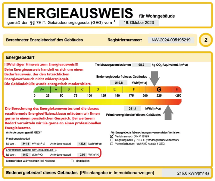 Ausschnitt Energieausweis