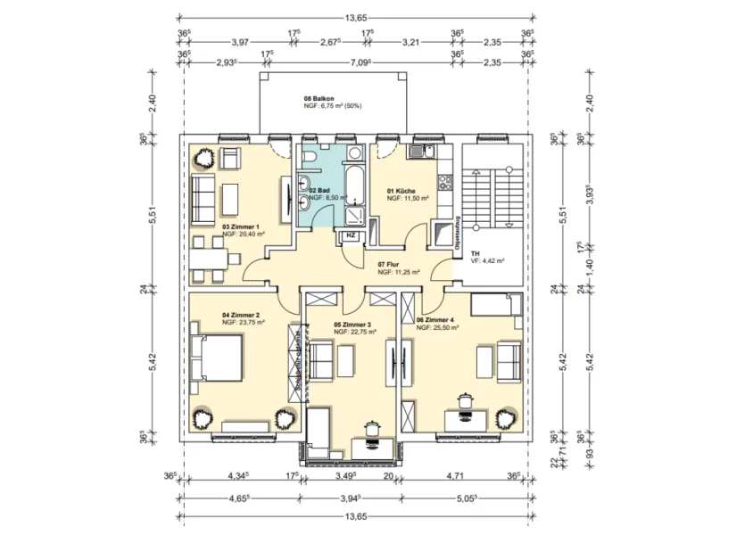 Grundriss - Wohnung kaufen in Ludwigshafen - Hochwertige Wohnung in guter Lage von Ludwigshafen - Gartennutzung inklusive