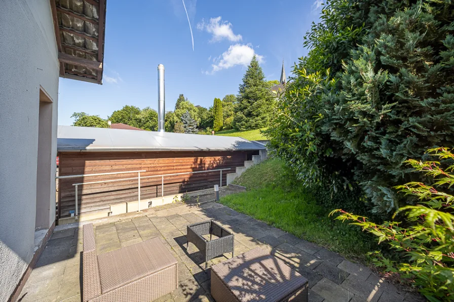 Blick auf die Terrasse (Erdgeschosswohnung)