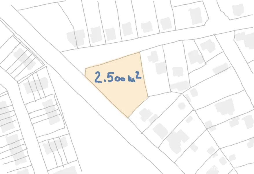 Baugrundstück 2500m2 Skizze