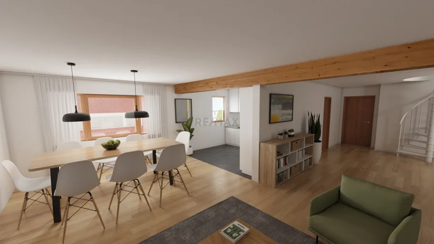 Wohn-Essbereich Visualisierung - Haus kaufen in Eislingen - 6 Zimmer- Maisonettewohnung. Fühlen wie im Einfamilienhaus!