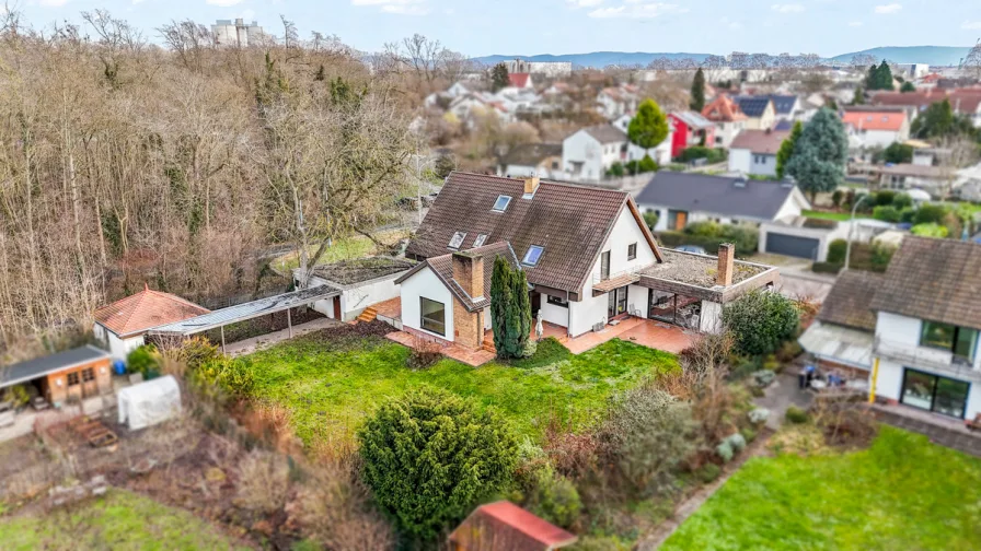 Hausansicht - Haus kaufen in Altrip - Großzügiges Architektenhaus mit Garagen und großem Grundstück in Waldparknähe!