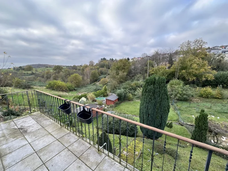 Ansicht vom Balkon in den Garten