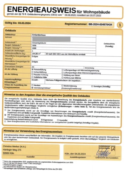 Energieausweis 1 vom 04.03.2024