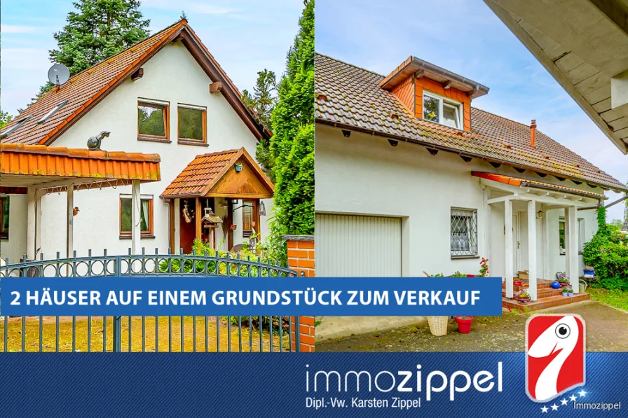 Ansichten der 2 Häuser - Haus kaufen in Petershagen-Eggersdorf - Zwei EFH auf einem Grdst. in Eggersdorf: EFH, Bj. 1994 mit 4 Zi.und EFH Bj. ca.1954 (mod.) mit 3 Zi.