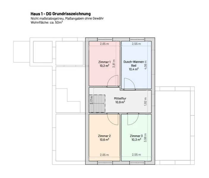 Haus 1 - DG Grundrisszeichnung