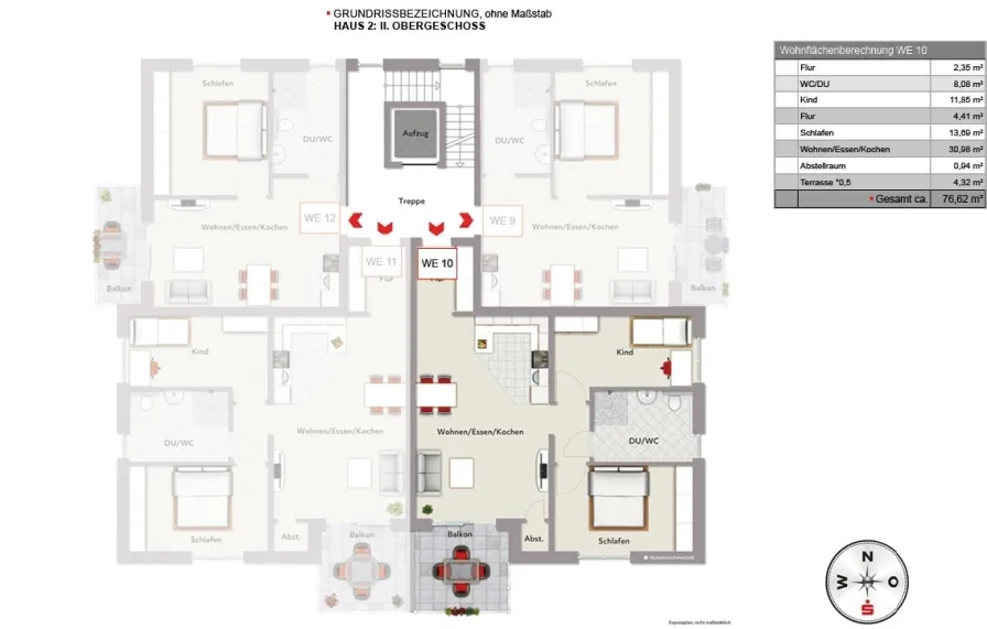 WE 10	3ZDB,B	76,62 m² - Wohnung kaufen in Schloß Holte-Stukenbrock - Stilvolle 3-Zimmer-Wohnung mit ca. 77 m² *** 1783 R-WE10