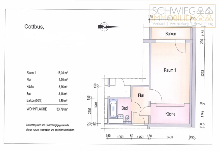 Grundriss 1-R-WE Mittelganghaus