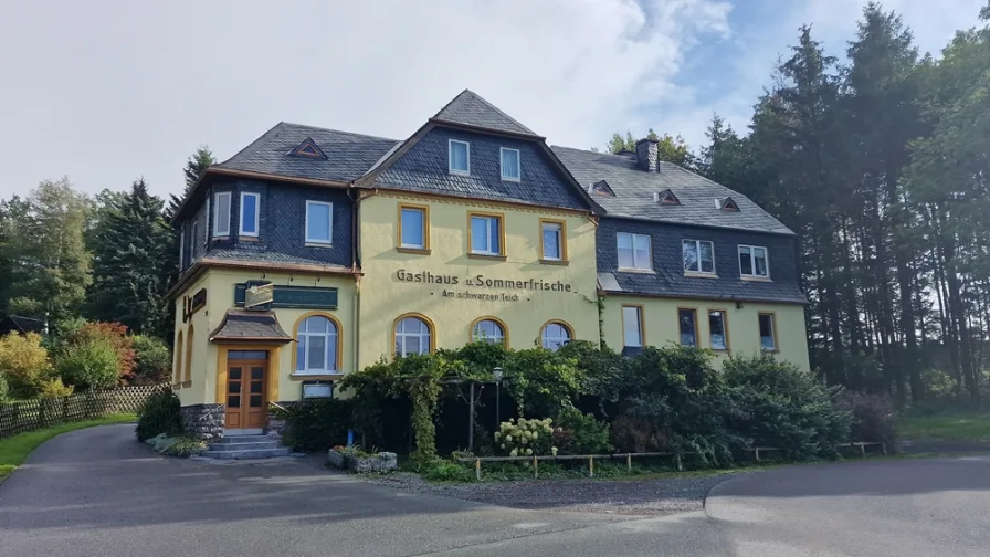 Haus vorn - Haus kaufen in Auerbach - ++ Idyllisch gelegene Gaststätte mit 2 Wohnungen für das individuelle Wohnen in Auerbach / Erzg. ++