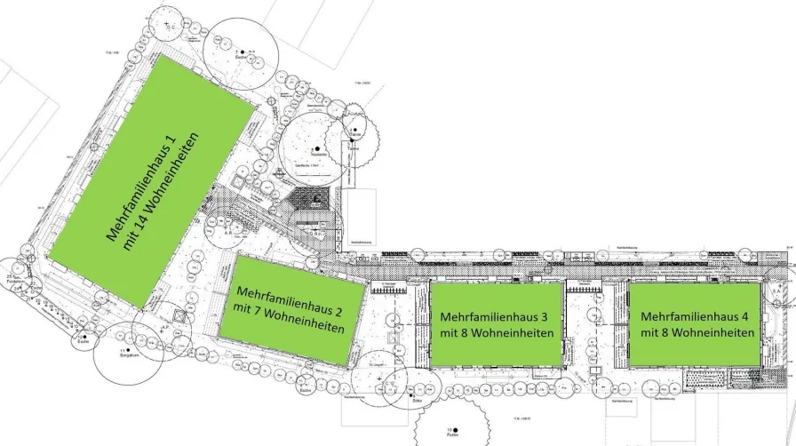 Freiflächenplan mit 4 MFH