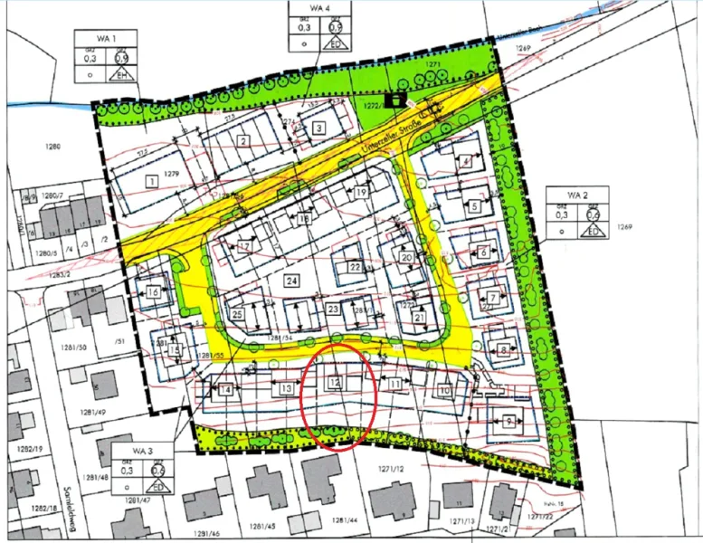 Planzeichnung mit Grundstücksmarkierung 3