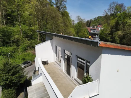 Dachterrasse Luftbild - Wohnung kaufen in Ravensburg - Penthouse mit zwei Dachterrassen in nächster Nähe zum Obertor