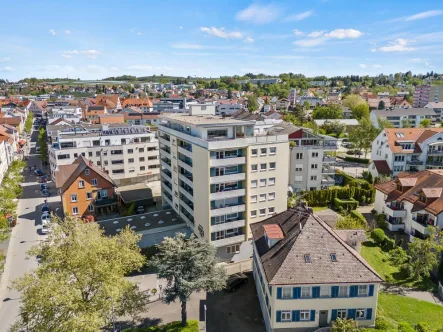 Luftbild - Wohnung kaufen in Tettnang - Solide 3-Zimmer-Stadt-Wohnung in Bodenseenähe