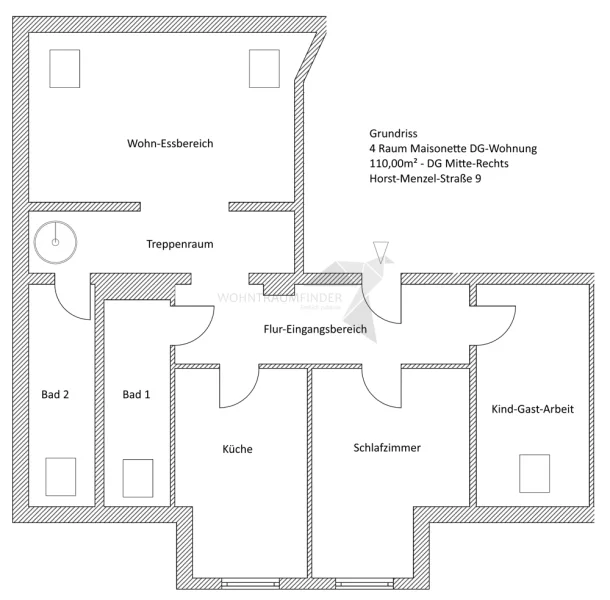 Grundriss DG 4 Raum Whg. Untergeschoss