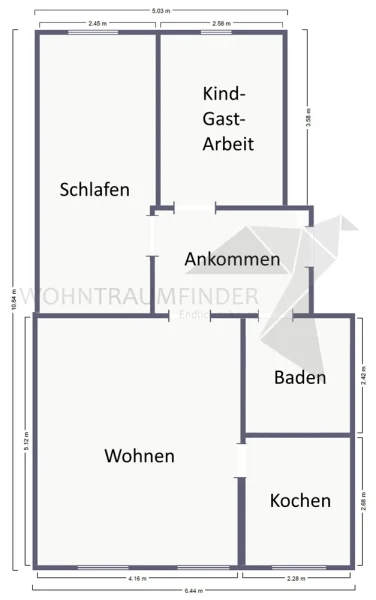 Grundriss 3 Raum Whg. 1.OG rechts