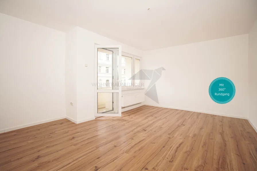 Wohnung mit 360° Rundgang - Wohnung mieten in Chemnitz - + Frisch gestrichen + 3-Zimmer-Wohnung mit Balkon und Tageslichtbad in Uni-Nähe (WG geeignet)