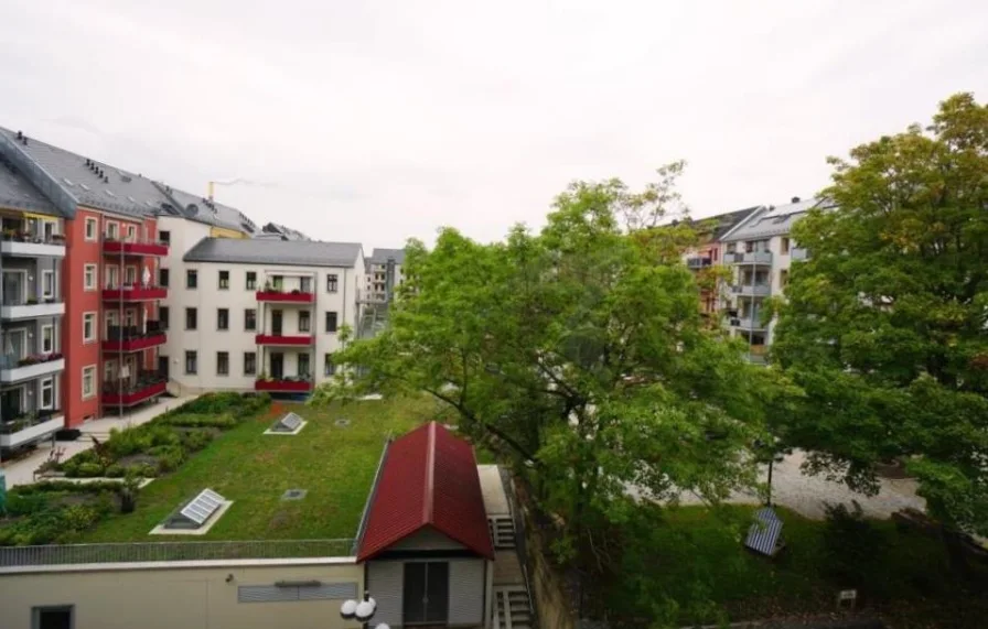 Ausblick Balkon - Wohnung mieten in Chemnitz - Großzügige 2-Raum-Wohnung mit Balkon, Aufzug und Tageslichtbad in Zentrumsnähe