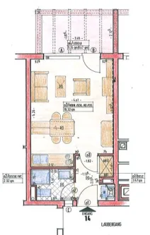 Grundriss - Wohnung mieten in Landau - 1 Zimmer-Apartment für eine Person mit überdachtem Balkon in Landau-Ost