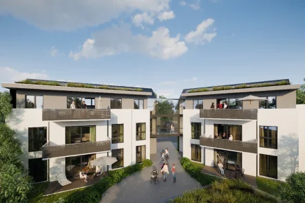 Visualisierung Innenhofseitig - Wohnung kaufen in Frankfurt - Baubeginn erfolgt! 6 Eigentumswohnungen mit Kfw-Förderkredit für nachhaltiges Wohnen!