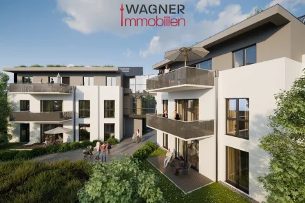 Visualisierung innenhofseitig - Wohnung kaufen in Frankfurt - KfW40 EE NH-Gebäude * Neubau-Erstbezug