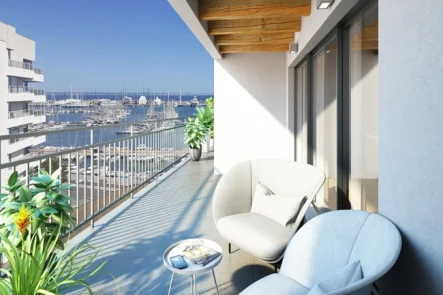  - Wohnung kaufen in Palma de Mallorca - Mallorca modernes Apartment im Bau mit Blick auf Palmas Yachthafen Paseo Maritimo zu verkaufen