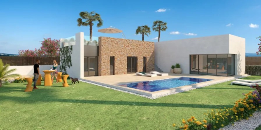  - Haus kaufen in Algorfa - Wunderschöne Villen mit 3 Schlafzimmern, 2 Bädern, Alarmanlage, Damotiksystem und Privatpool im La Finca Golf Resort