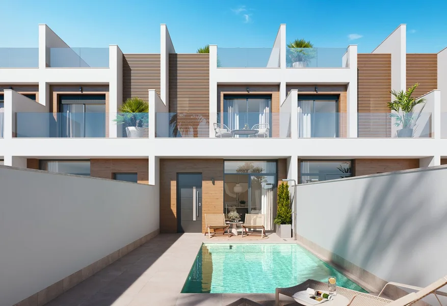  - Haus kaufen in San Pedro del Pinatar - Reihenhäuser mit 3 Schlafzimmern, 2 Bädern, Dachterrasse und Privatpool