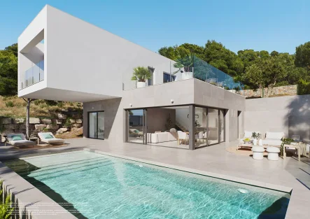  - Haus kaufen in Orihuela Costa - Luxusvillen mit 3 Schlafzimmern, 2 Bädern, Gäste-WC, Klimaanlage und Privatpool in der fantastischen Golfanlage Las Colinas