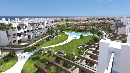  - Wohnung kaufen in San Juan de los Terreros - Komfortable Penthouse-Wohnungen mit 1 Schlafzimmer, Dachterrasse mit Meerblick, Tiefgaragenstellplatz und Gemeinschaftspool nur 600 m vom Strand