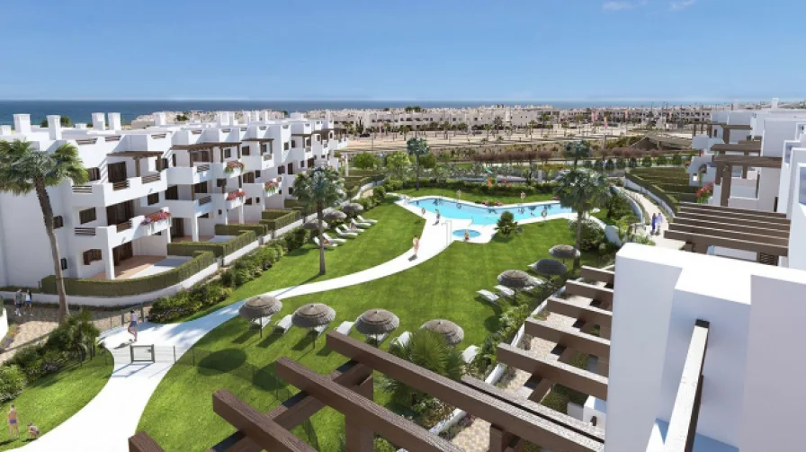  - Wohnung kaufen in San Juan de los Terreros - Komfortable Penthouse-Wohnungen mit 2 Schlafzimmern, Dachterrasse mit Meerblick, Tiefgaragenstellplatz und Gemeinschaftspool nur 600 m vom Strand