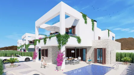  - Haus kaufen in San Juan de los Terreros - Doppelhaushälften mit 3 Schlafzimmern, 2 Bädern, Keller, Dachterrasse mit Meerblick und optionalem Privatpool nur 400 m vom Strand