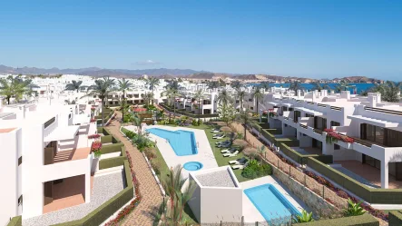  - Wohnung kaufen in San Juan de los Terreros - Obergeschoss-Wohnungen mit 3 Schlafzimmern, 1 Bädern, Dachterrasse, Tiefgaragenstellplatz und Gemeinschaftspool in erster Linie am Strand