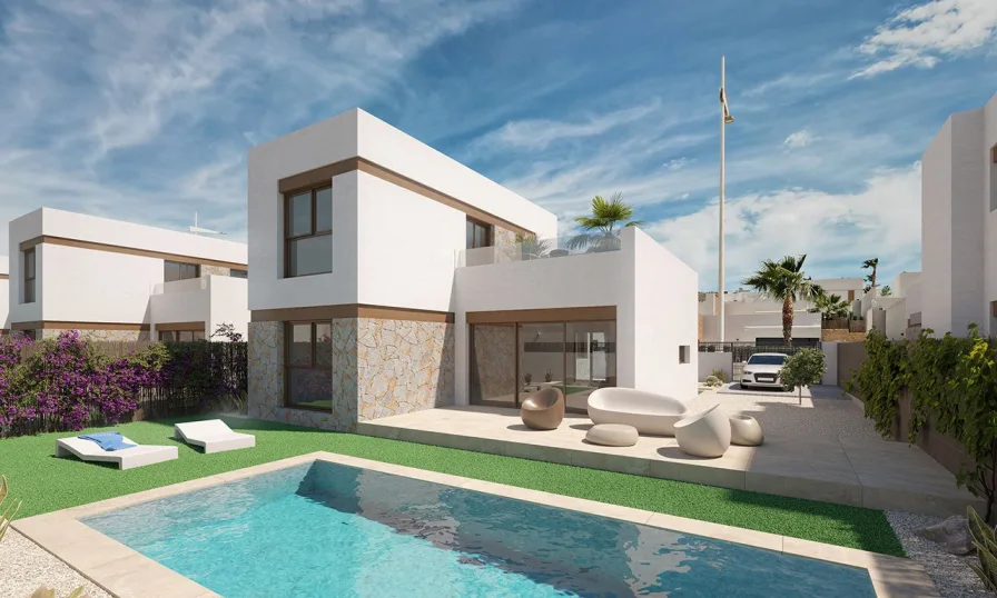  - Haus kaufen in Algorfa - Wunderschöne Villen mit 3 Schlafzimmern, 2 Bädern, Dachterrasse und Privatpool im La Finca Golf Resort