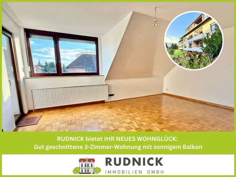 Gut geschnittene 3-Zimmer-Wohnung mit sonnigem Balkon - Wohnung kaufen in Laatzen - RUDNICK bietet WOHNGLÜCK: Gut geschnittene 3-Zimmer-Wohnung mit sonnigem Balkon