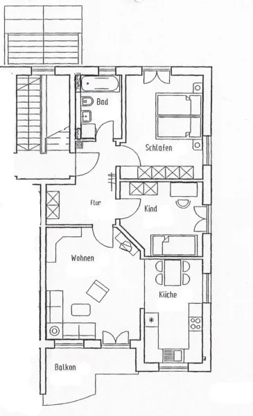 Grundriss - Wohnung mieten in Hallbergmoos - Hübsche 3-Zimmerwohnung mit Balkon in Hallbergmoos - Immobilienbüro SEIBOLD